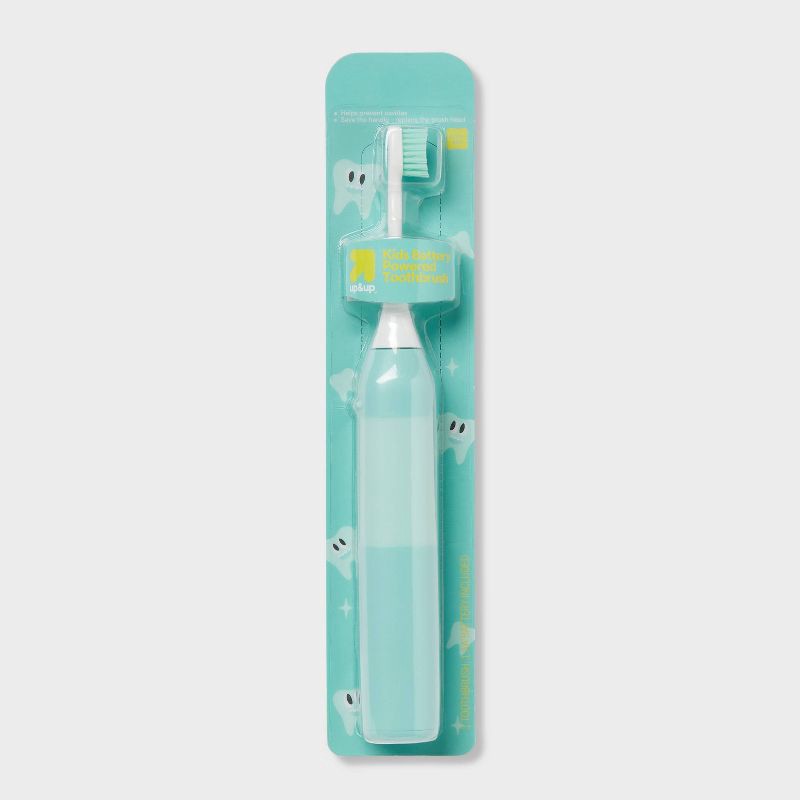 slide 1 of 4, Kids' Battery Powered Toothbrush with Replaceable Head - Teal Green - up&up™: Model SG-2168, Compact Head, Extra Soft Brush, 1 ct
