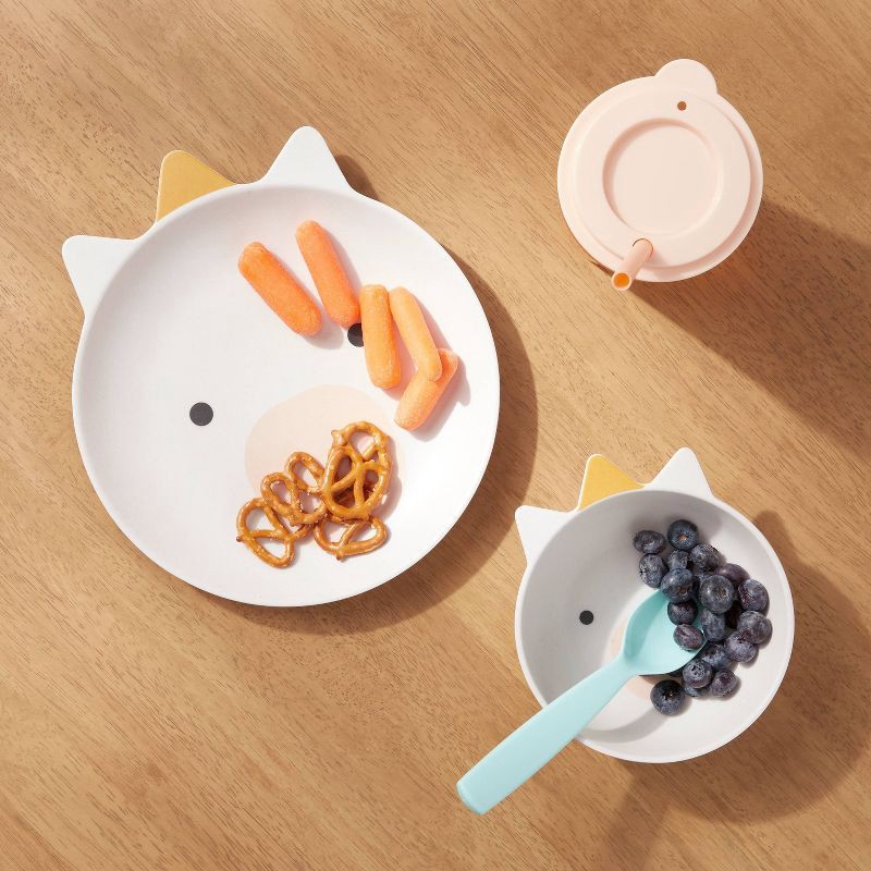 slide 2 of 3, Kids' 2pc Bamboo and Melamine Unicorn Dinnerware Set White - Pillowfort™: Kids Plates & Bowls, Animal Theme, 2 ct