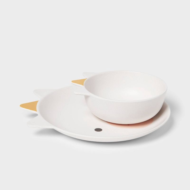 slide 3 of 3, Kids' 2pc Bamboo and Melamine Unicorn Dinnerware Set White - Pillowfort™: Kids Plates & Bowls, Animal Theme, 2 ct