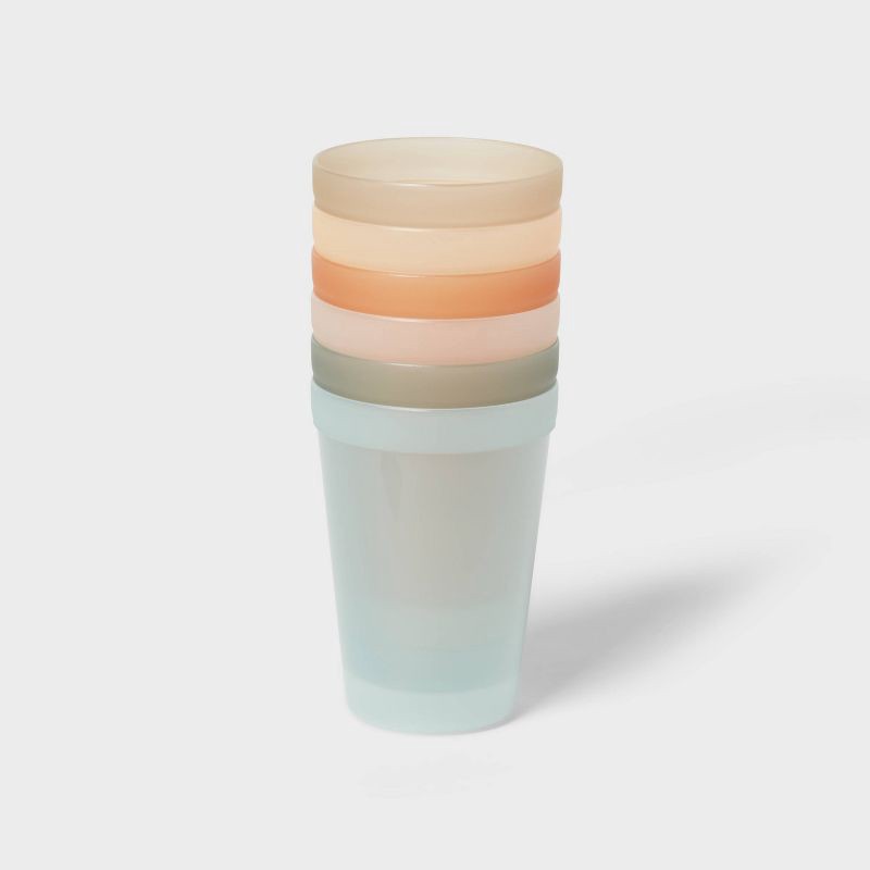 slide 3 of 3, Kids' 15 fl oz Plastic Tall Tumbler - Pillowfort™: Microwave & Dishwasher Safe, Set of 6, Multicolored, 15 fl oz