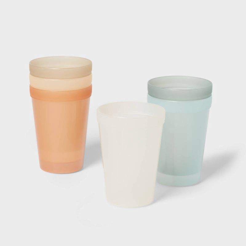 slide 1 of 3, Kids' 15 fl oz Plastic Tall Tumbler - Pillowfort™: Microwave & Dishwasher Safe, Set of 6, Multicolored, 15 fl oz