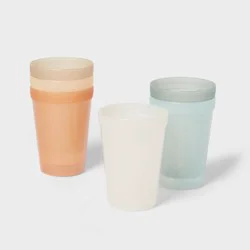 Kids&#x27; 15 fl oz Plastic Tall Tumbler - Pillowfort™: Microwave &amp; Dishwasher Safe, Set of 6, Multicolored