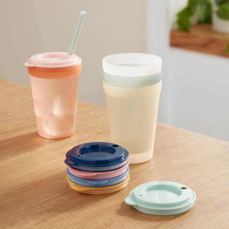 slide 2 of 3, Kids' 6pc Plastic Rainbow Tumbler Lids - Pillowfort™: Dishwasher-Safe, Drinkware Accessories for Kids, 6 ct