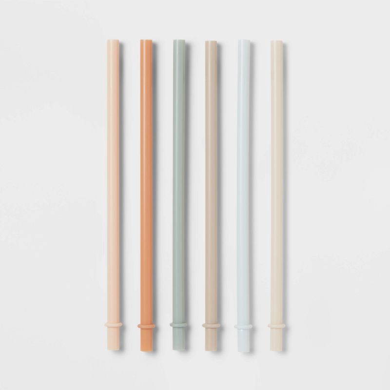 slide 1 of 3, Kids' 6pc Plastic Tumbler Straws - Pillowfort™: Reusable Drinkware Accessories for Kids, 6 ct