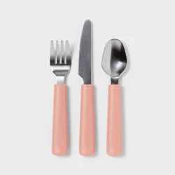 Kids' 3pc Stainless Steel Flatware Set Pink - Pillowfort™: Utensils, Dishwasher-Safe, Modern Design