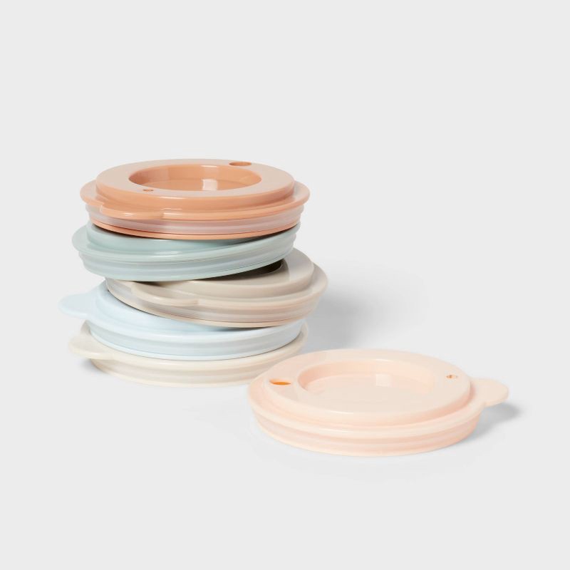 slide 3 of 3, Kids' 6pc Plastic Tumbler Lid - Pillowfort™: Multicolored, Dishwasher-Safe, Ages 3+, Recycled Material, 6 ct