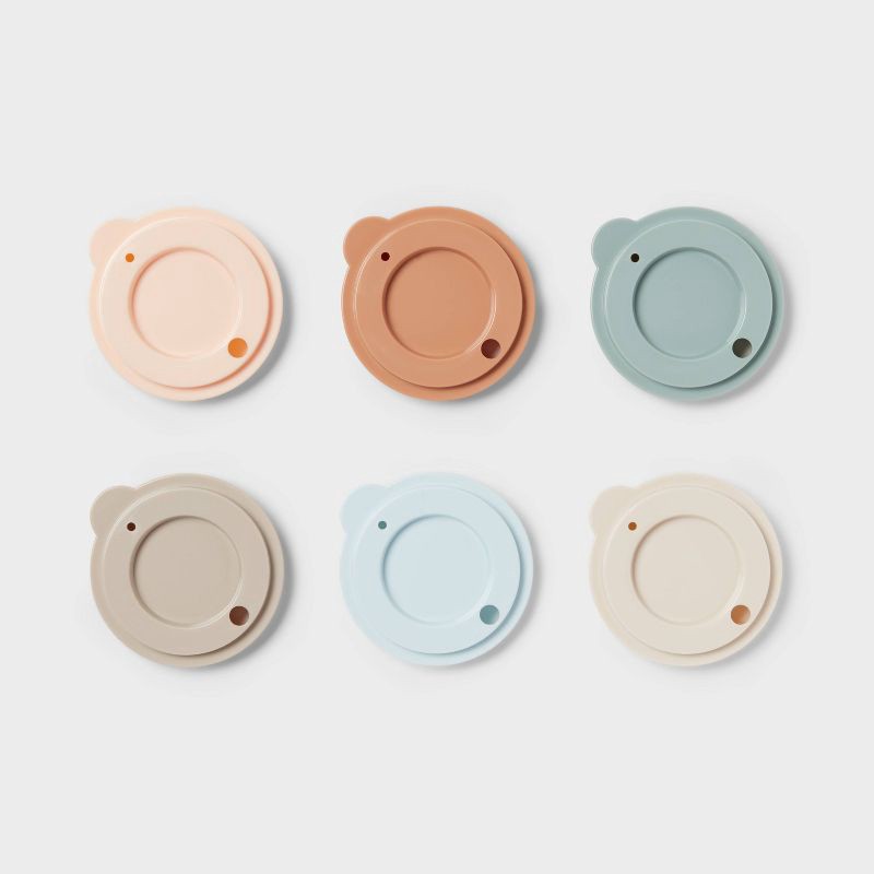 slide 1 of 3, Kids' 6pc Plastic Tumbler Lid - Pillowfort™: Multicolored, Dishwasher-Safe, Ages 3+, Recycled Material, 6 ct