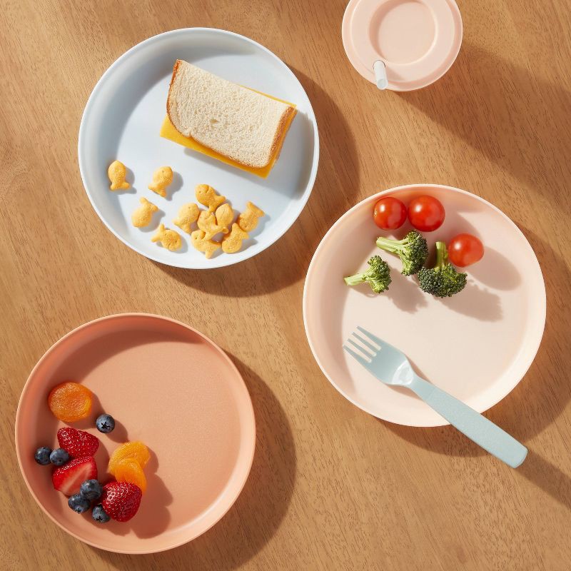 slide 2 of 3, Kids' 6pc 7.4" Plastic Dinner Plate - Pillowfort™: Microwave & Dishwasher Safe, Toddler Dining Set, 6 ct