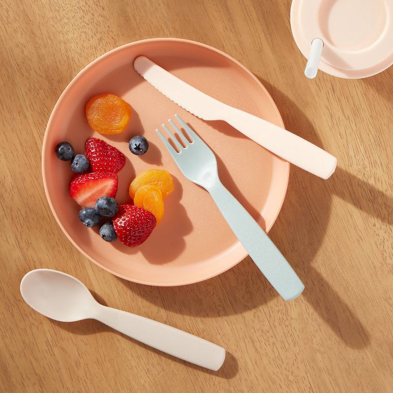 slide 2 of 3, Kids' 18pc Plastic Flatware set - Pillowfort™: Dishwasher-Safe, Modern Kids Utensils, Service for 6, 18 ct