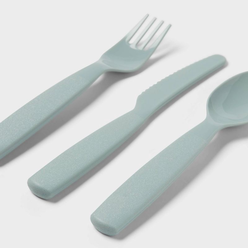 slide 3 of 3, Kids' 18pc Plastic Flatware set - Pillowfort™: Dishwasher-Safe, Modern Kids Utensils, Service for 6, 18 ct