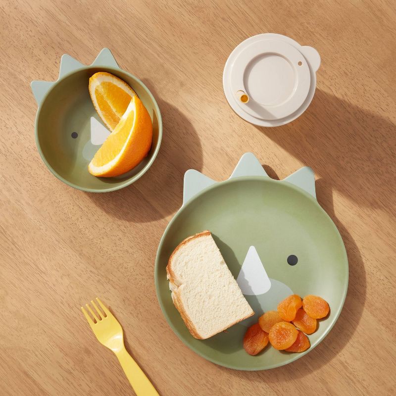 slide 2 of 3, Kids' 2pc Bamboo and Melamine Dino Dinnerware Set Green - Pillowfort™, 2 ct