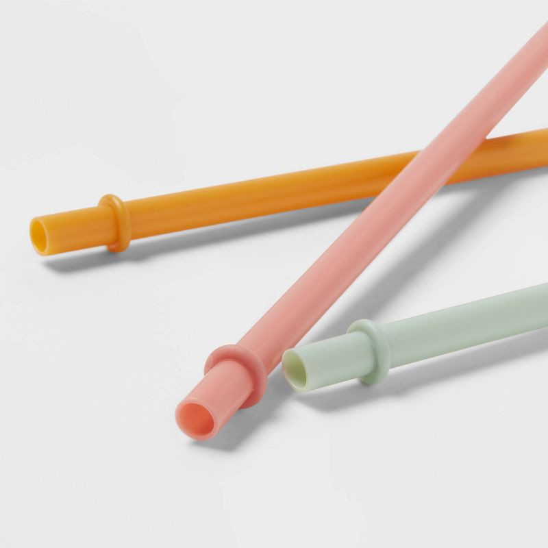 slide 3 of 3, Kids' 6pc Plastic Rainbow Tumbler Straws - Pillowfort™: Dishwasher-Safe, Reusable for Cold Beverages, 6 ct