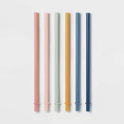 Kids&#x27; 6pc Plastic Rainbow Tumbler Straws - Pillowfort™: Dishwasher-Safe, Reusable for Cold Beverages