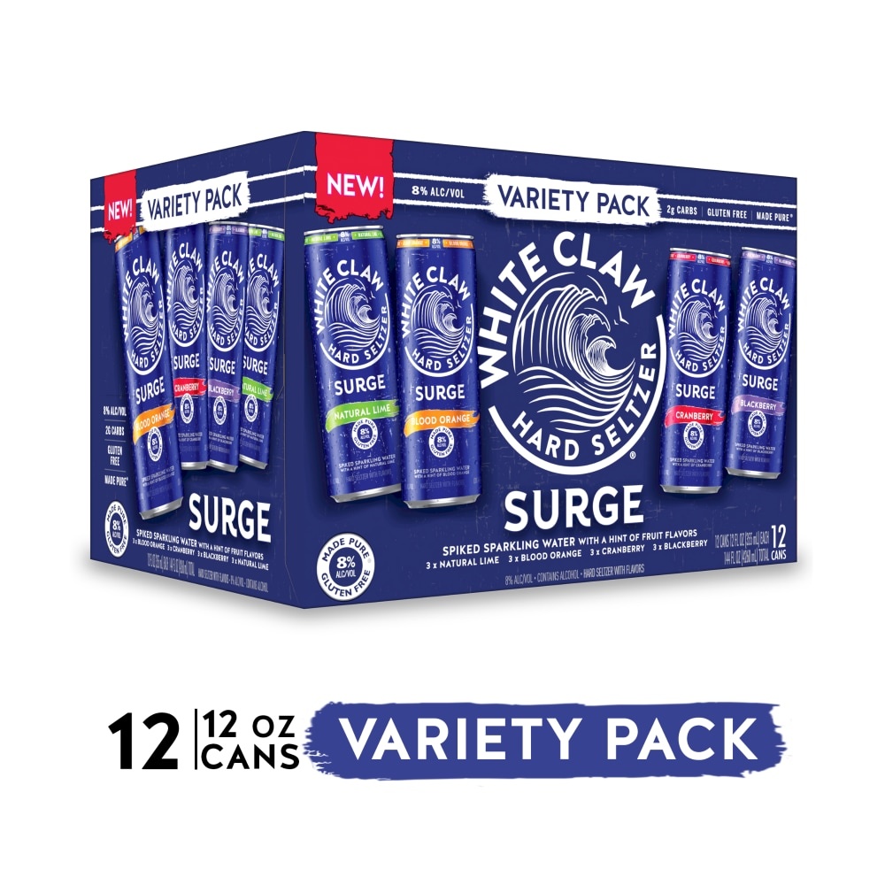 slide 1 of 1, White Claw Surge Variety Pack, 12 ct; 12 fl oz