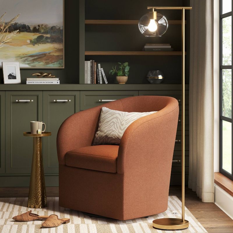 slide 2 of 4, Brass Floor Lamp with Glass Shade - Threshold™: Modern Standing Light, ETL Listed, Metal Body, 1 ct