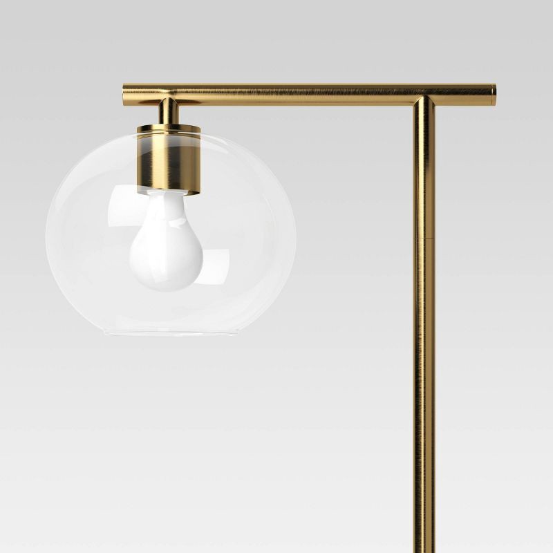slide 4 of 4, Brass Floor Lamp with Glass Shade - Threshold™: Modern Standing Light, ETL Listed, Metal Body, 1 ct