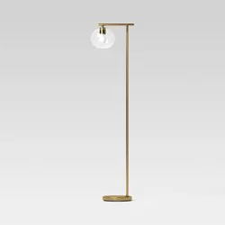Brass Floor Lamp with Glass Shade - Threshold™: Modern Standing Light, ETL Listed, Metal Body