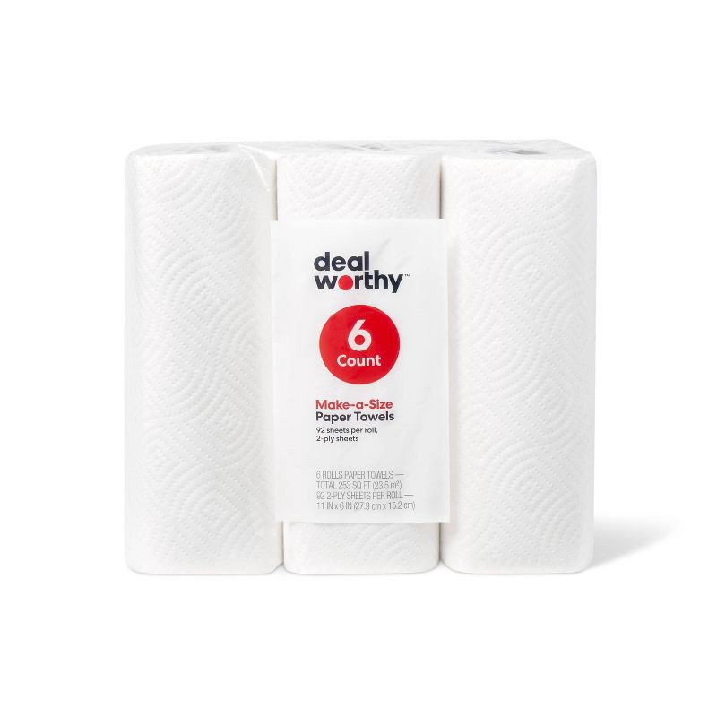 slide 1 of 3, Make-A-Size Paper Towels - 6 Rolls - Dealworthy™, 6 ct