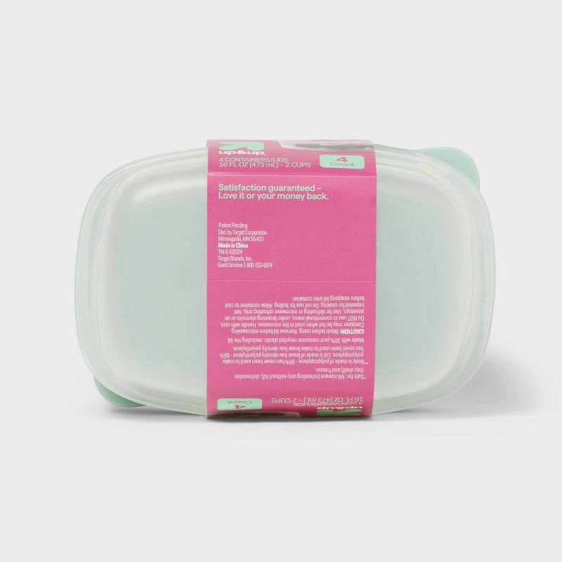 slide 3 of 3, Snap & Store Small Rectangle Food Storage Containers - 16 fl oz/4ct - up&up™, 4 ct; 16 fl oz