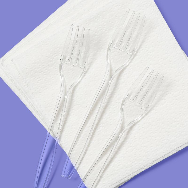 slide 2 of 3, Premium Clear Plastic Forks - 48ct - up&up™, 48 ct