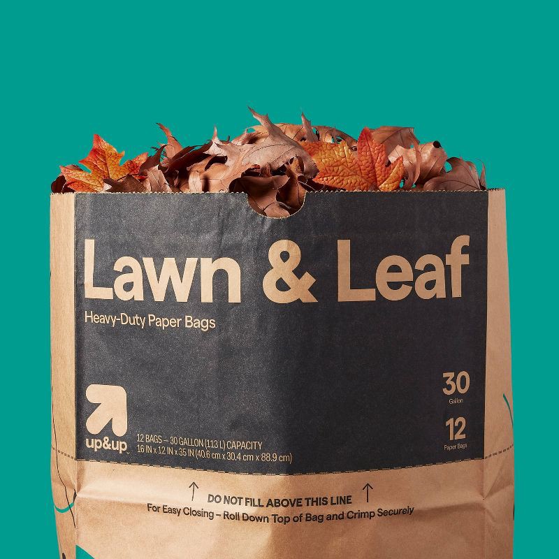 slide 2 of 4, Lawn and Leaf Paper Garden Refuse Bags - 12ct - up&up™, 12 ct