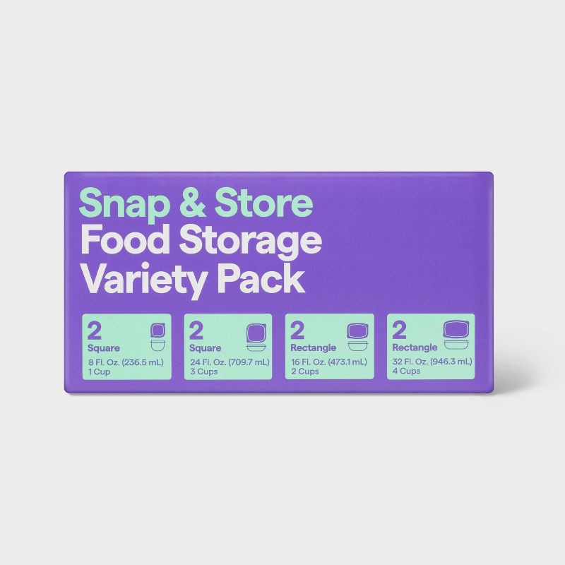 slide 3 of 4, Snap & Store Variety Pack Food Storage Containers - 16pc/8ct - up&up™, 16 ct, 8 ct
