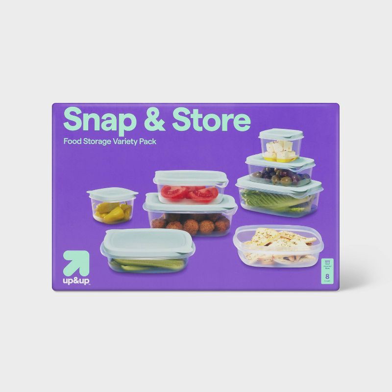slide 1 of 4, Snap & Store Variety Pack Food Storage Containers - 16pc/8ct - up&up™, 16 ct, 8 ct