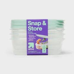 Snap & Store Divided Rectangle Food Storage Containers - 28 fl oz/3ct - up&up™