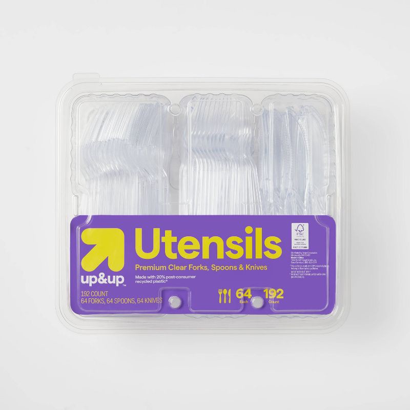 slide 1 of 3, Premium Plastic Forks, Spoons and Knives - 192ct - up&up™, 192 ct