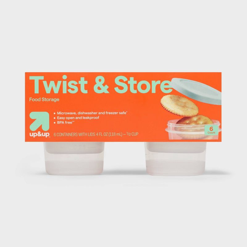 slide 1 of 3, Twist & Store Round Food Storage Containers - 4 fl oz/6ct - up&up™, 6 ct; 4 fl oz