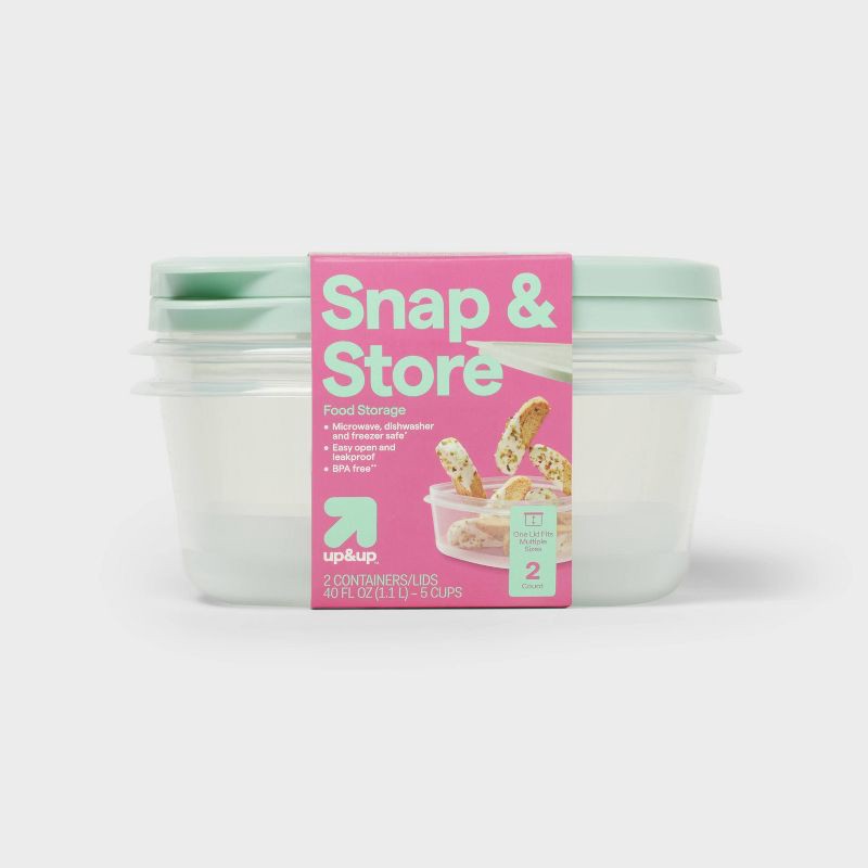 slide 1 of 3, Snap & Store Deep Square Food Storage Containers - 40 fl oz/2ct - up&up™, 40 fl oz, 2 ct