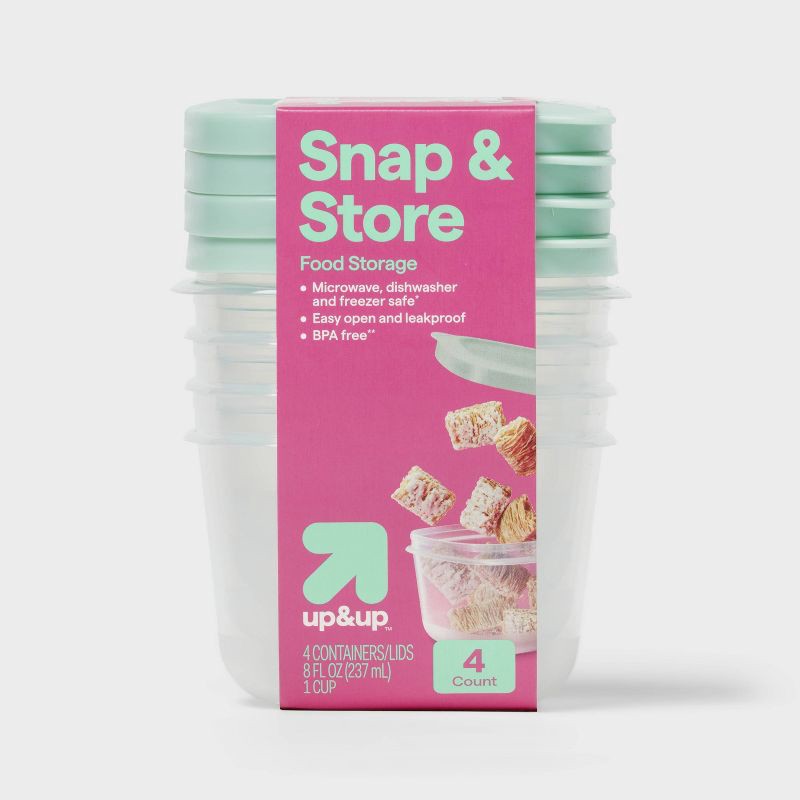 slide 1 of 3, Snap & Store Square Food Storage Containers - 8 fl oz/4ct - up&up™, 8 fl oz, 4 ct