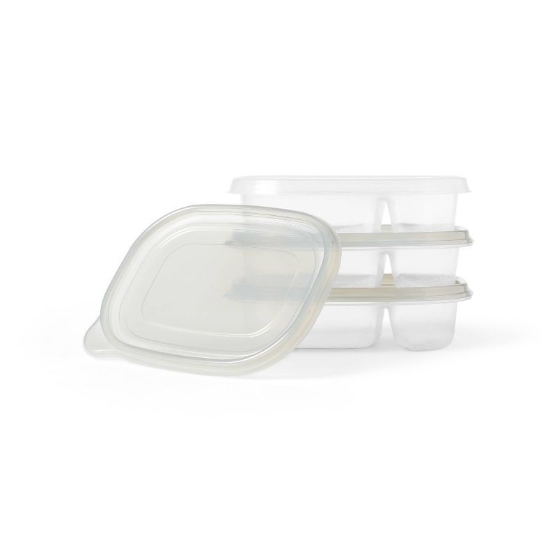 slide 2 of 3, Divided Rectangle Food Storage Containers - 24 fl oz/3ct - Dealworthy™, 24 fl oz, 3 ct
