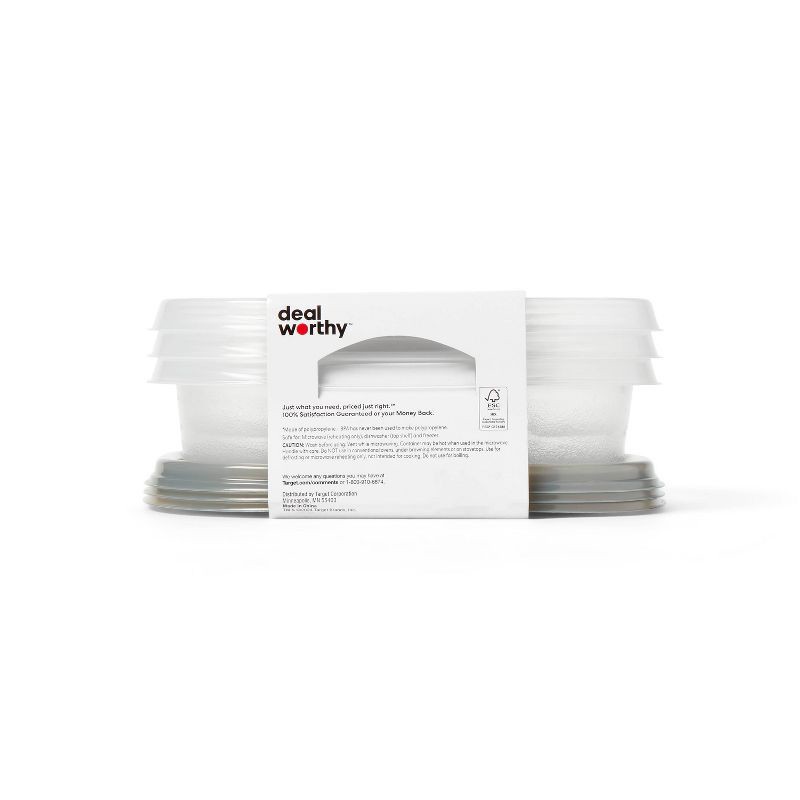 slide 3 of 3, Divided Rectangle Food Storage Containers - 24 fl oz/3ct - Dealworthy™, 24 fl oz, 3 ct