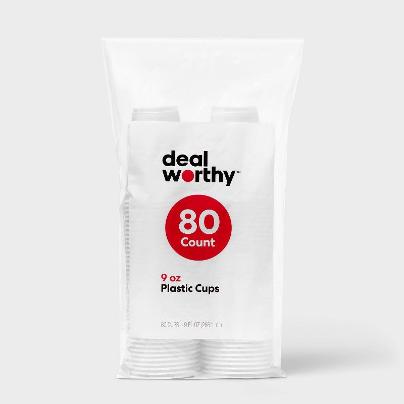 slide 1 of 3, Clear Disposable Cups - 9 fl oz/80ct - Dealworthy™, 80 ct; 9 fl oz