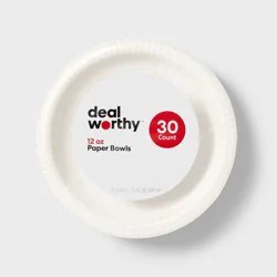 White Disposable Paper Bowls - 30ct - Dealworthy™