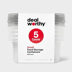 Small Rectangle Food Storage Containers - 24 fl oz/5ct - Dealworthy™