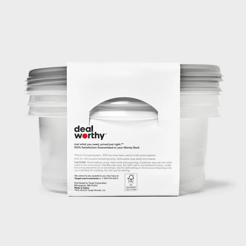 slide 3 of 3, Medium Round Bowl Food Storage Containers - 48 fl oz/3ct - Dealworthy™, 48 fl oz, 3 ct
