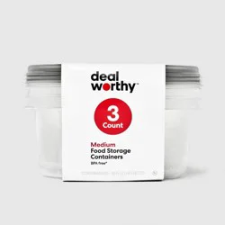 Medium Round Bowl Food Storage Containers - 48 fl oz/3ct - Dealworthy™