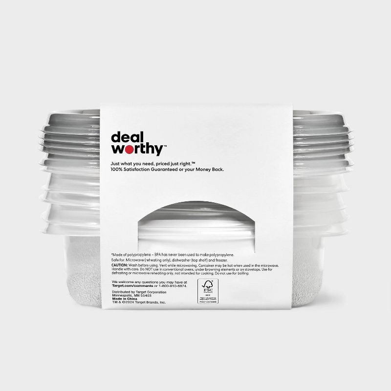 slide 3 of 3, Small Square Food Storage Containers - 25 fl oz/5ct - Dealworthy™, 25 fl oz, 5 ct