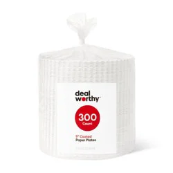 Coated Disposable Paper Plates 9" - 300ct - Dealworthy™