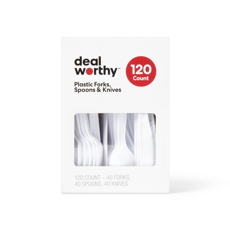 slide 1 of 3, Plastic Forks, Spoons and Knives - 120ct - Dealworthy™, 120 ct