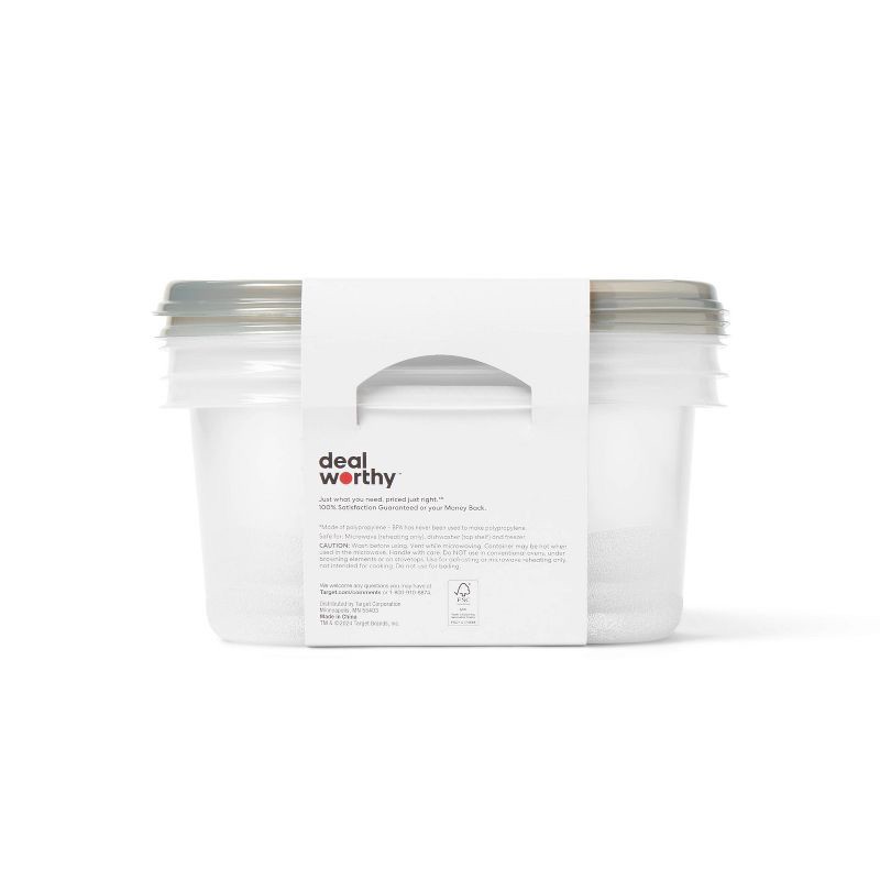 slide 3 of 3, Medium Rectangle Food Storage Containers - 64 fl oz/3ct - Dealworthy™, 64 fl oz, 3 ct