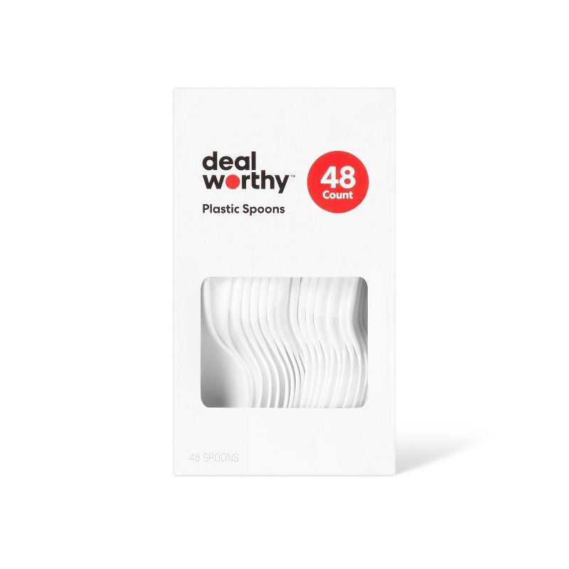 slide 1 of 3, Plastic Spoons - 48ct - Dealworthy™, 48 ct