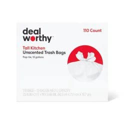 Tall Kitchen Flap-Tie Trash Bags - 13gal - 110ct - Dealworthy™