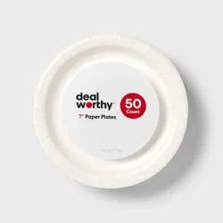 White Disposable Paper Plates 7" - 50ct - Dealworthy™