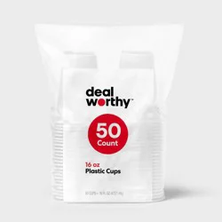 Clear Disposable Cups - 16 fl oz/50ct - Dealworthy™