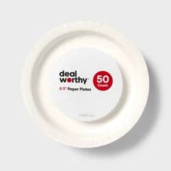 White Disposable Paper Plates 8.5" - 50ct - Dealworthy™
