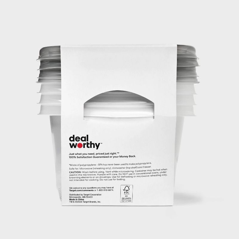 slide 3 of 3, Medium Square Food Storage Containers - 32 fl oz/4ct - Dealworthy™, 32 fl oz, 4 ct