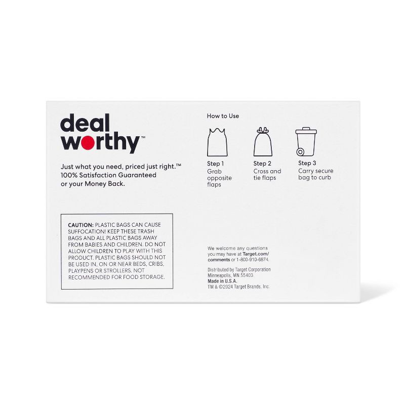 slide 3 of 3, Medium Flap-Tie Trash Bags - 8gal/60ct - Dealworthy™, 8 gal, 60 ct